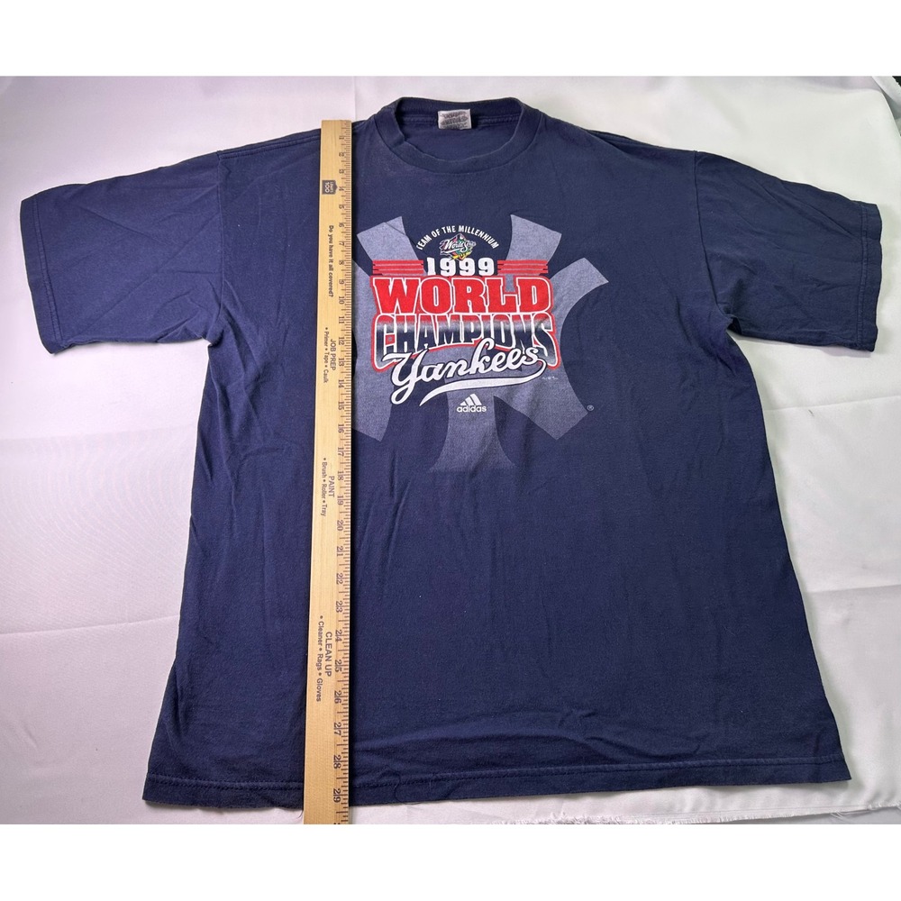 VINTAGE 1999 NY Yankees American League Champions Blue Adidas T-Shirt Large - Picture 7 of 8